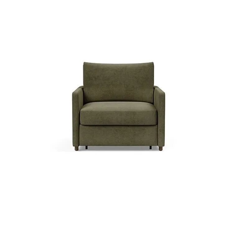 Illustration numéro 2 du produit INNOVATION LIVING  Fauteuil NEAH SLIM convertible 80x195 tissu Cordufine Pine Green