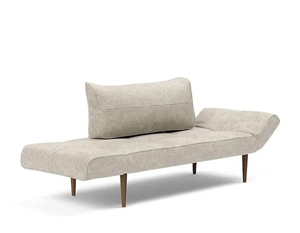 Illustration numéro 2 du produit Canapé lit  ZEAL STYLETTO cadre acier piétement chêne foncé tissu Avella Sand