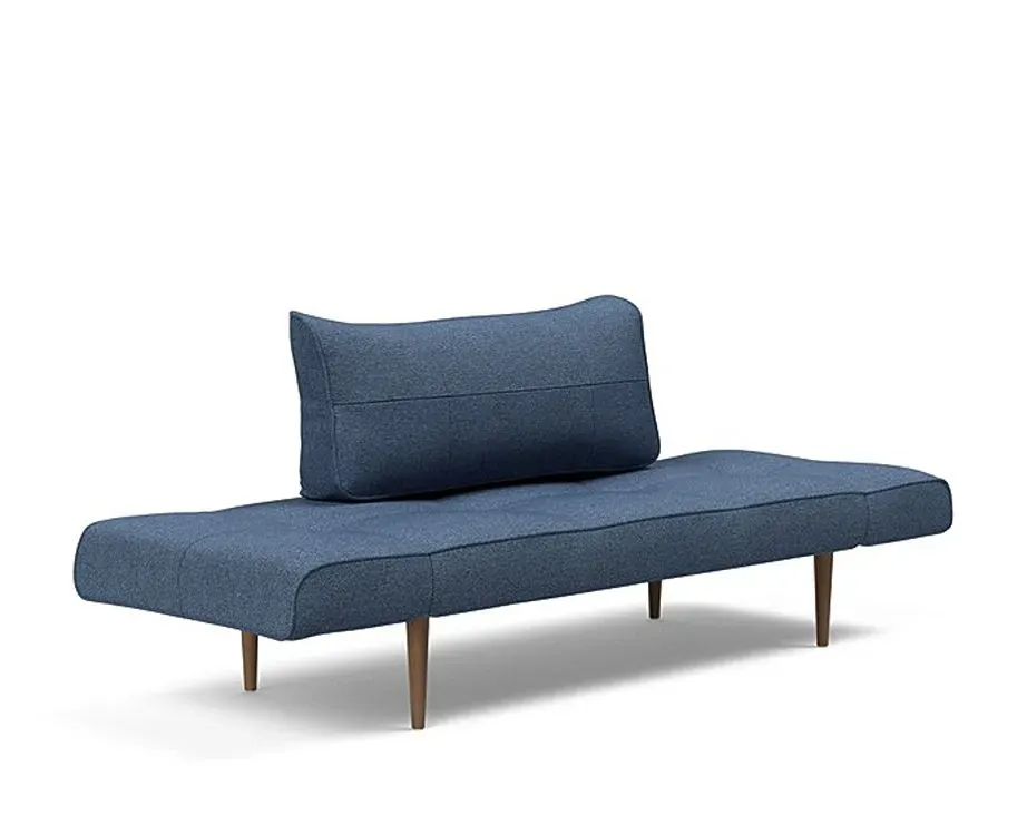 Illustration numéro 2 du produit Canapé lit  ZEAL STYLETTO cadre acier piétement chêne foncé tissu Weda Blue