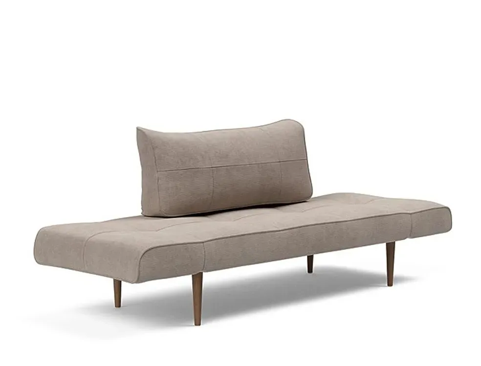 Illustration numéro 2 du produit Canapé lit  ZEAL STYLETTO cadre acier piétement chêne foncé tissu Cordufine Beige