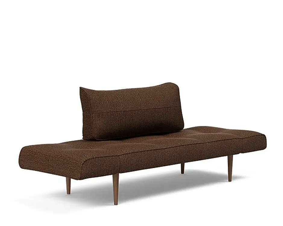 Illustration numéro 2 du produit Canapé lit  ZEAL STYLETTO cadre acier piétement chêne foncé tissu Taura Cappuccino