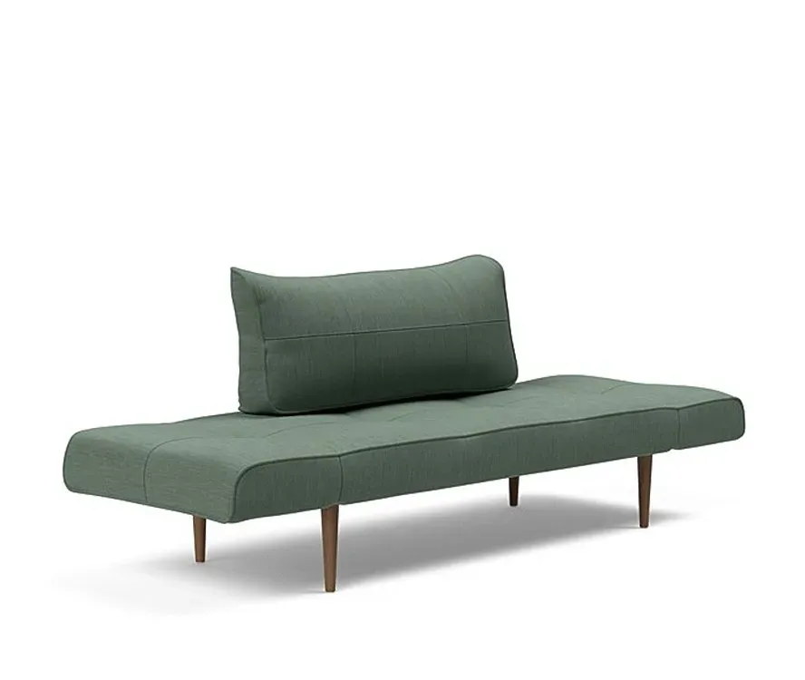Illustration numéro 2 du produit Canapé lit  ZEAL STYLETTO cadre acier piétement chêne foncé tissu Elegance Green