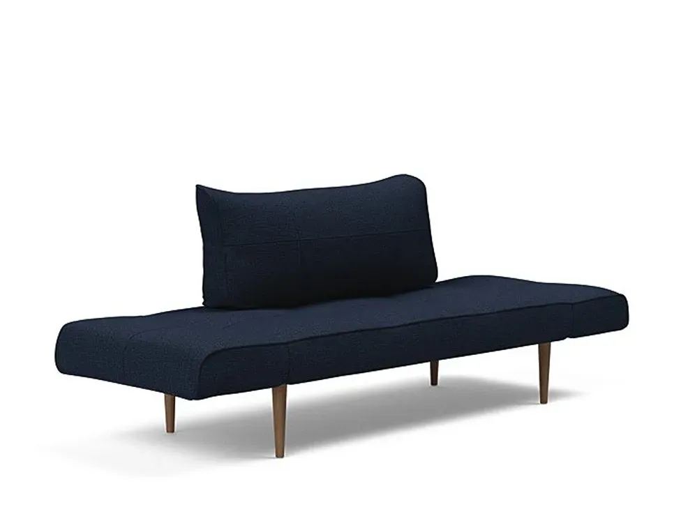 Illustration numéro 2 du produit Canapé lit  ZEAL STYLETTO cadre acier piétement chêne foncé tissu Mixed Dance Blue
