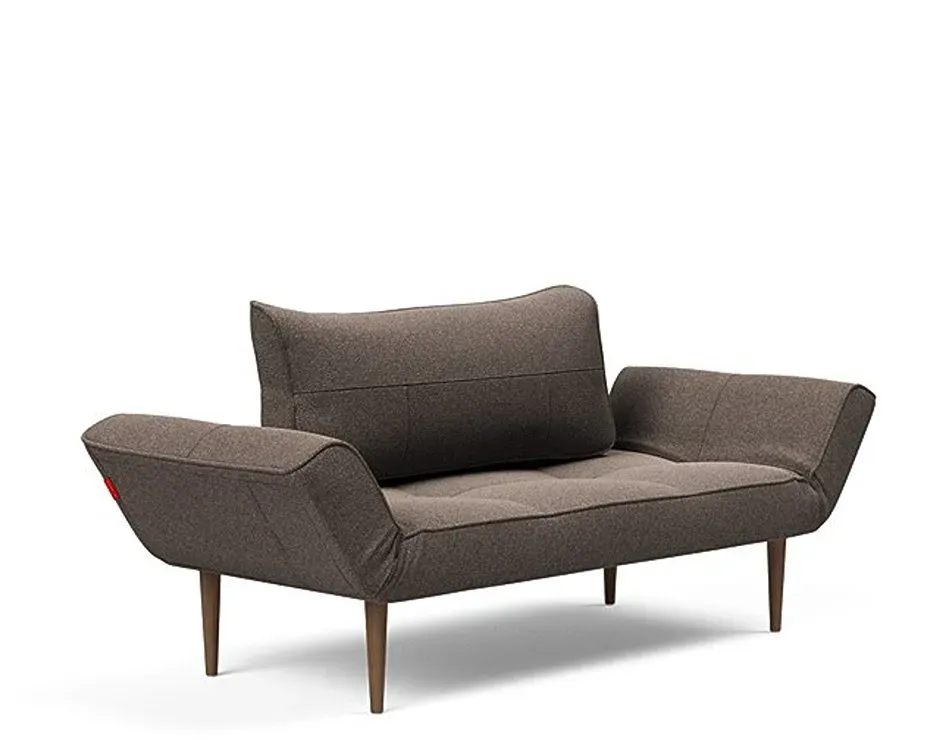 Illustration numéro 2 du produit Canapé lit  ZEAL STYLETTO cadre acier piétement chêne foncé tissu Bouclé Taupe