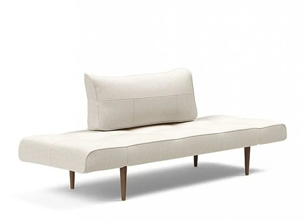 Illustration numéro 2 du produit Canapé lit  ZEAL STYLETTO cadre acier piétement chêne foncé tissu Bouclé Off White