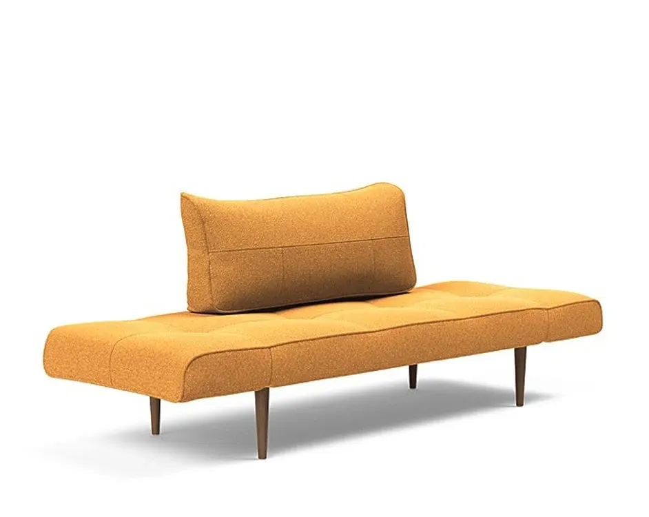 Illustration numéro 2 du produit Canapé lit  ZEAL STYLETTO cadre acier piétement chêne foncé tissu Bouclé Ochre