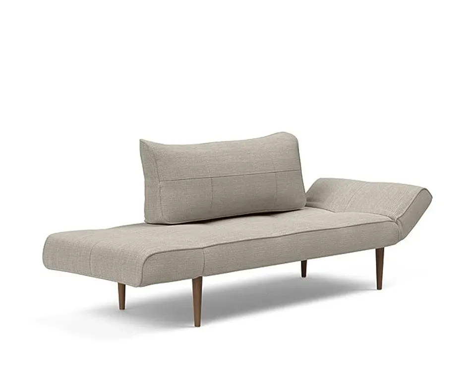 Illustration numéro 2 du produit Canapé lit  ZEAL STYLETTO cadre acier piétement chêne foncé tissu Kenya Gravel