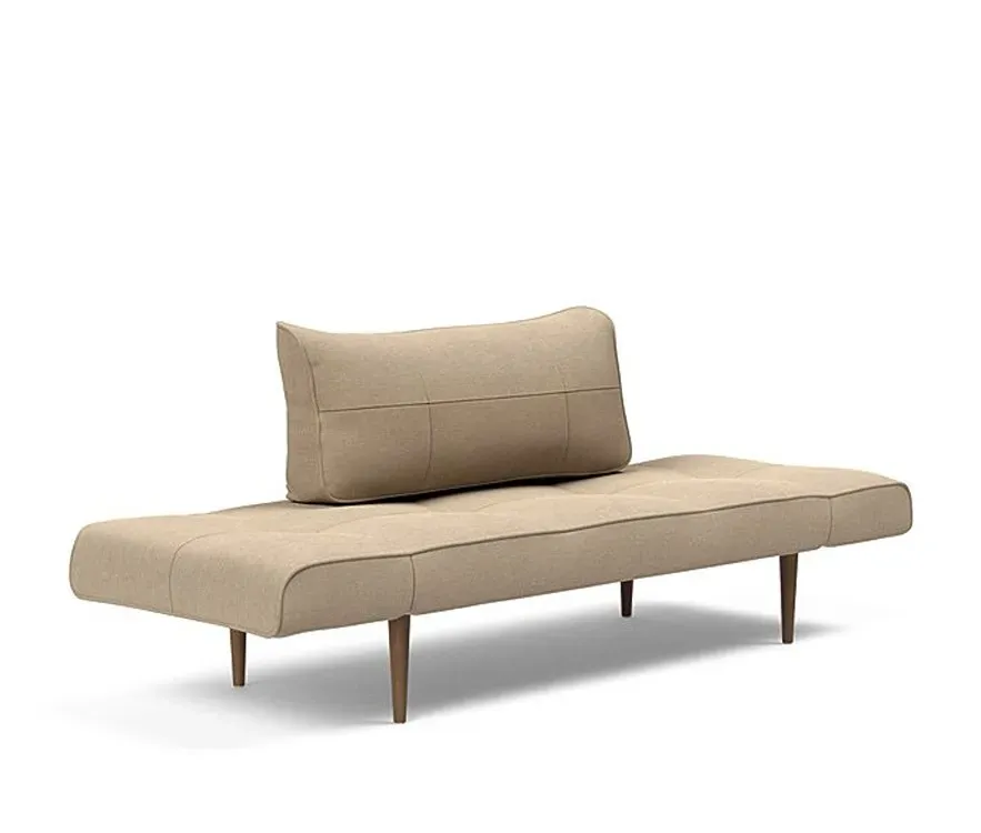 Illustration numéro 2 du produit Canapé lit  ZEAL STYLETTO cadre acier piétement chêne foncé tissu Phobos Mocha