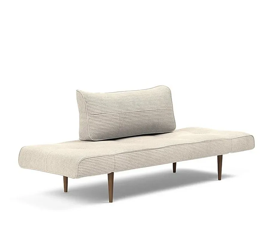 Illustration numéro 2 du produit Canapé lit  ZEAL STYLETTO cadre acier piétement chêne foncé tissu Corduroy Ivory
