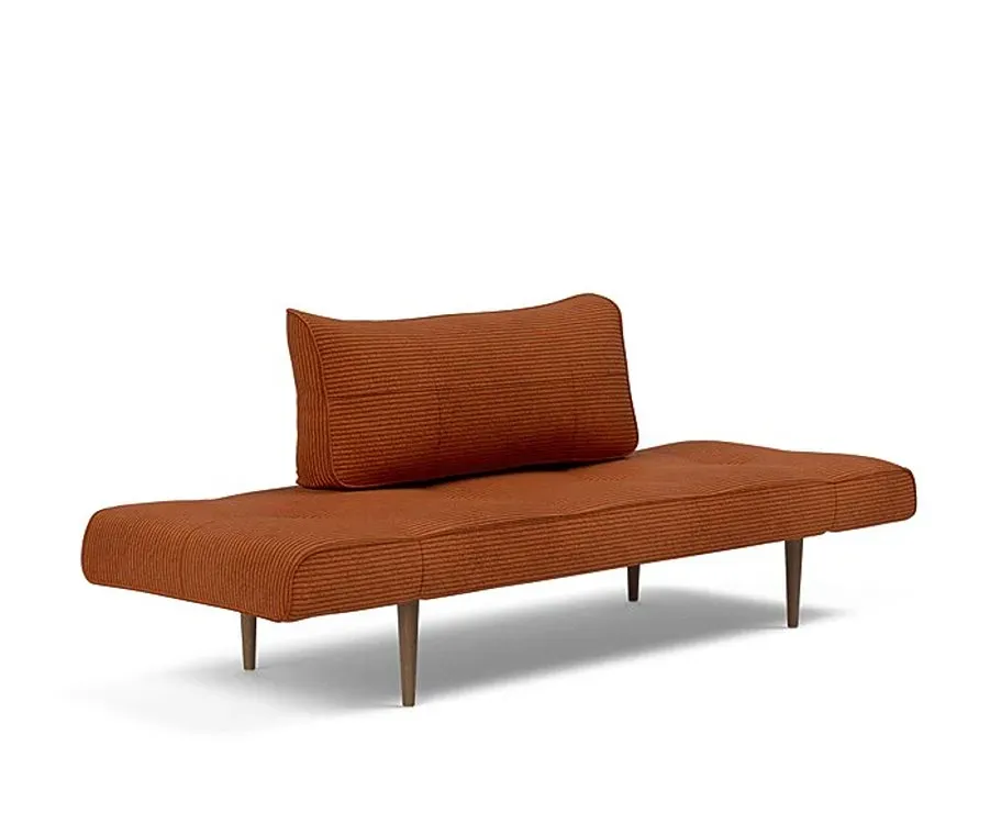 Illustration numéro 2 du produit Canapé lit  ZEAL STYLETTO cadre acier piétement chêne foncé tissu Corduroy Orange