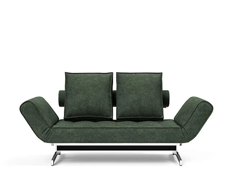 Illustration numéro 2 du produit INNOVATION LIVING  Canapé lit GHIA CHROME couchage 80x210 cm tissu Avella Pine Green