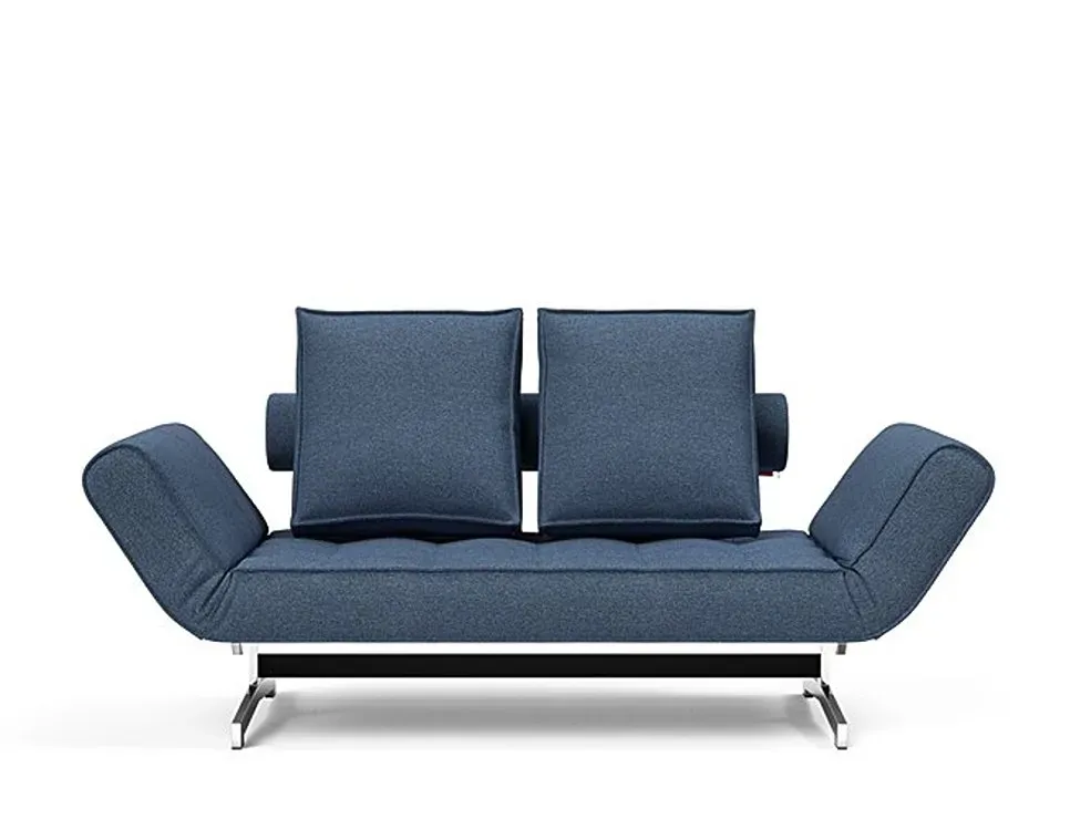 Illustration numéro 2 du produit INNOVATION LIVING  Canapé lit GHIA CHROME couchage 80x210 cm tissu Weda Blue