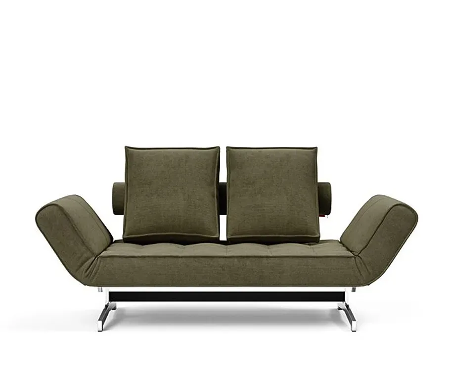 Illustration numéro 2 du produit INNOVATION LIVING  Canapé lit GHIA CHROME couchage 80x210 cm tissu Cordufine Green