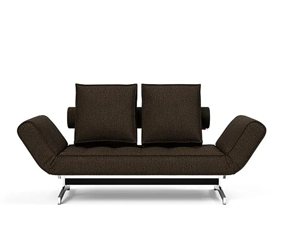 Illustration numéro 2 du produit INNOVATION LIVING  Canapé lit GHIA CHROME couchage 80x210 cm tissu Taura Chocco