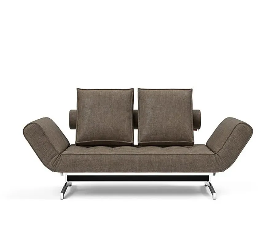 Illustration numéro 2 du produit INNOVATION LIVING  Canapé lit GHIA CHROME couchage 80x210 cm tissu Esina Cedar Brown