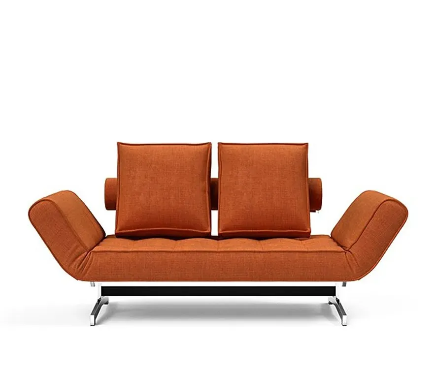 Illustration numéro 2 du produit INNOVATION LIVING  Canapé lit GHIA CHROME couchage 80x210 cm tissu Esina Rust Orange