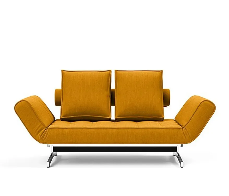 Illustration numéro 2 du produit INNOVATION LIVING  Canapé lit GHIA CHROME couchage 80x210 cm tissu Elegance Curry