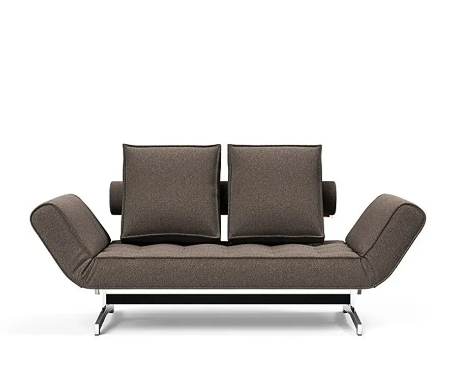 Illustration numéro 2 du produit INNOVATION LIVING  Canapé lit GHIA CHROME couchage 80x210 cm tissu Bouclé Taupe