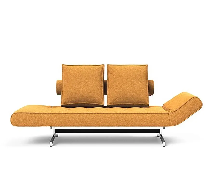 Illustration numéro 2 du produit INNOVATION LIVING  Canapé lit GHIA CHROME couchage 80x210 cm tissu Bouclé Ochre
