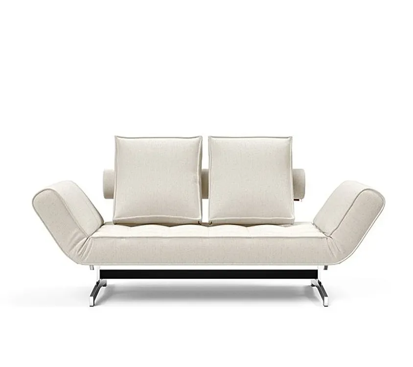 Illustration numéro 2 du produit INNOVATION LIVING  Canapé lit GHIA CHROME couchage 80x210 cm tissu Bouclé Off White