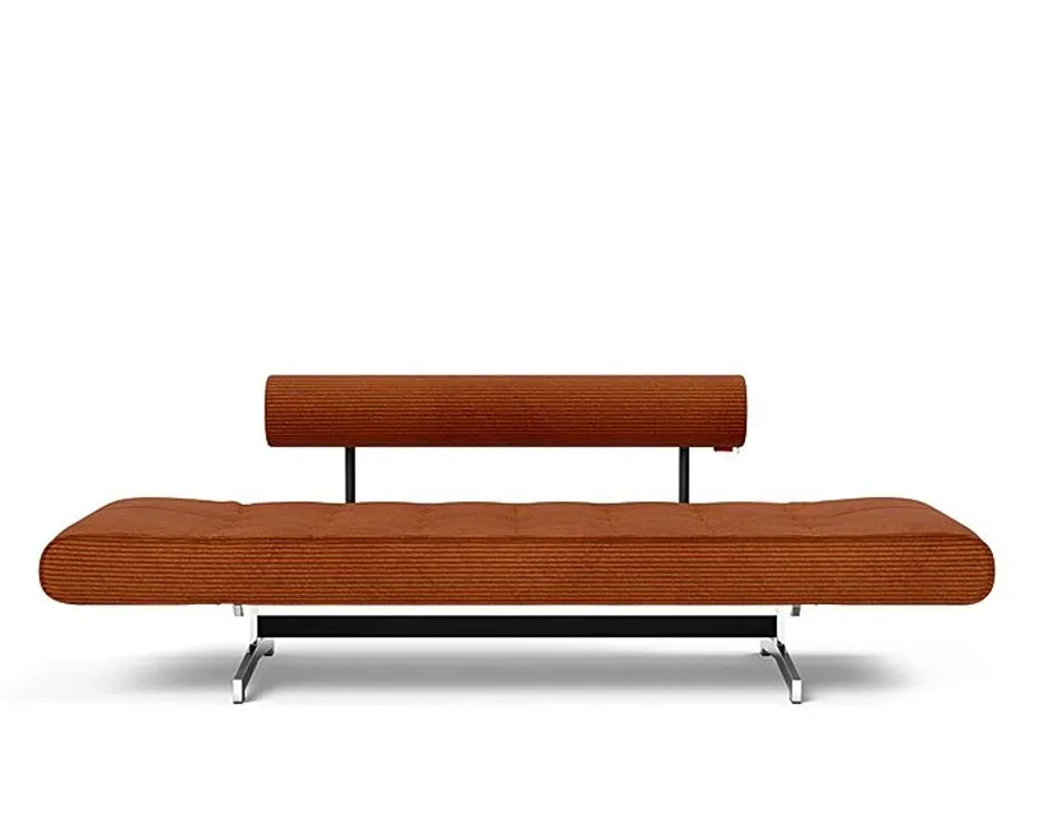 Illustration numéro 2 du produit INNOVATION LIVING  Canapé lit GHIA CHROME couchage 80x210 cm tissu Corduroy Orange