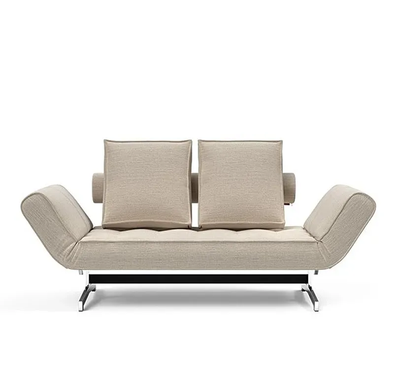 Illustration numéro 2 du produit INNOVATION LIVING  Canapé lit GHIA CHROME couchage 80x210 cm tissu Blida Sand Grey