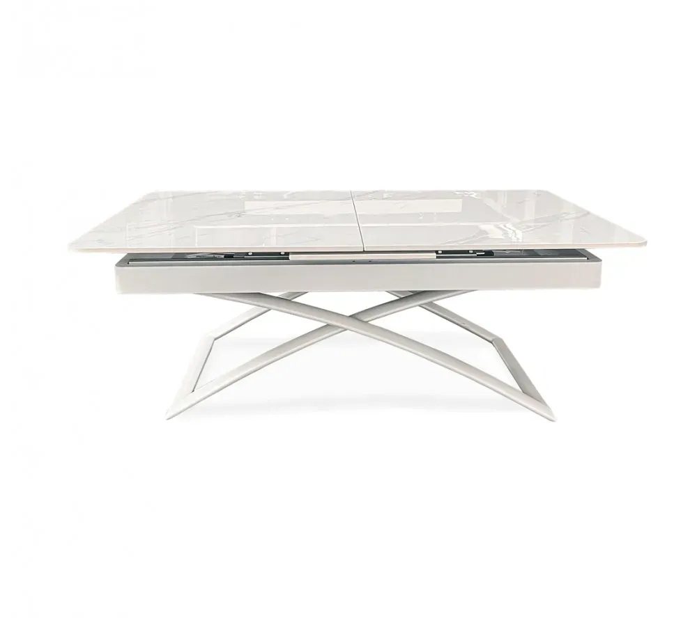 Illustration numéro 2 du produit Table relevable extensible CONDOR métal plateau céramique blanc