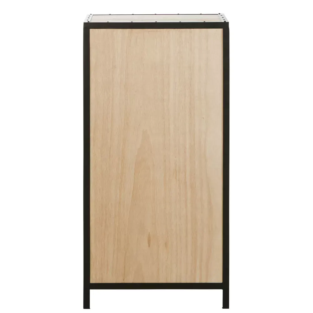 Illustration numéro 2 du produit Chiffonnier industriel 6 tiroirs en métal noir et bois de sapin