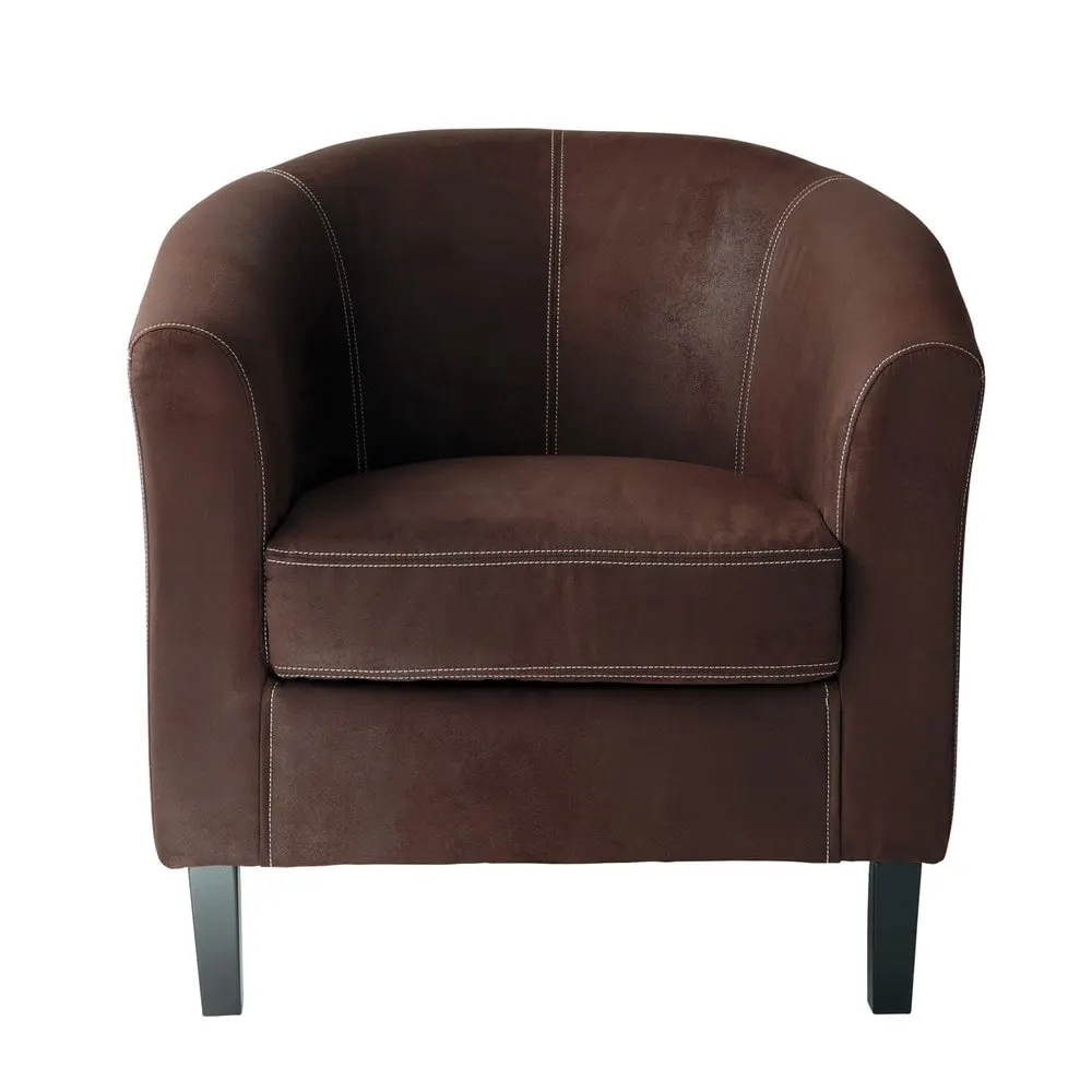 Illustration numéro 2 du produit Fauteuil club en suédine marron