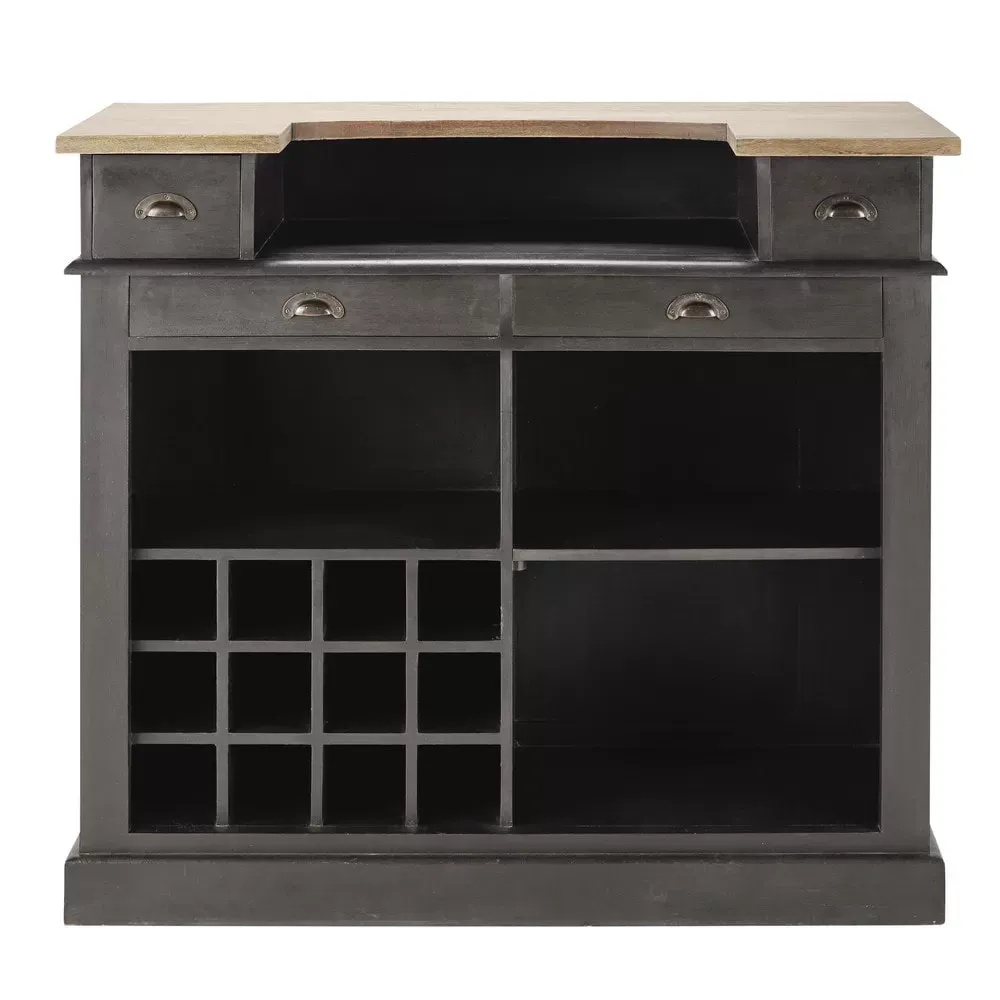 Illustration numéro 2 du produit Meuble de bar 4 tiroirs gris charbon