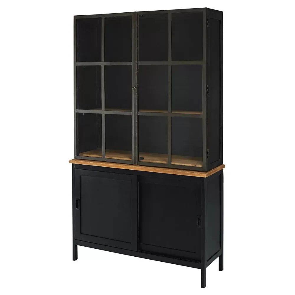 Illustration numéro 2 du produit Bahut 4 portes en manguier et acacia noir