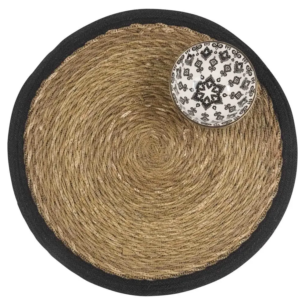 Illustration numéro 2 du produit Set de table rond en jute et bordures noires