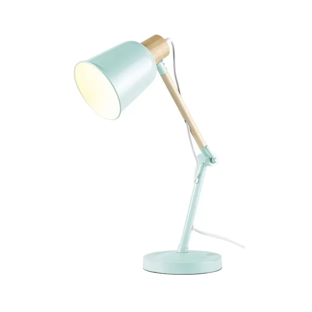 Illustration numéro 2 du produit Lampe de bureau en métal vert et hévéa