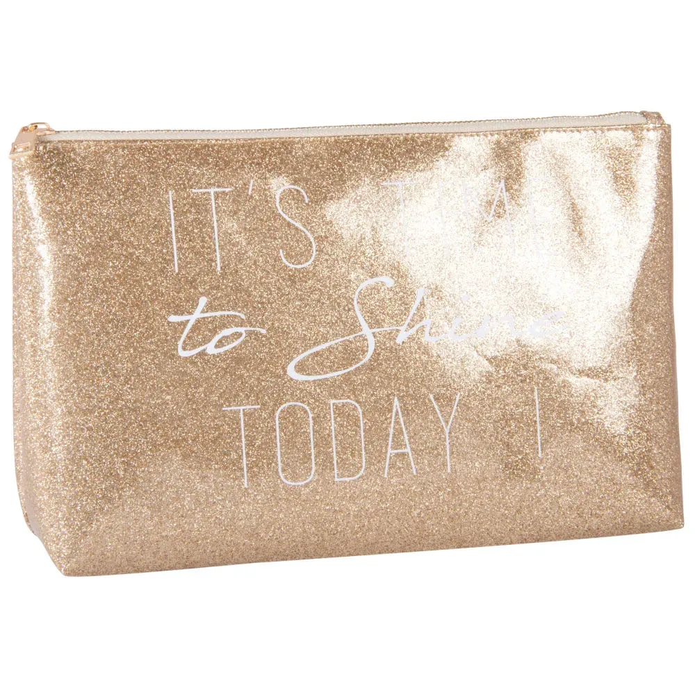 Illustration numéro 2 du produit Trousse à paillettes dorées imprimé blanc