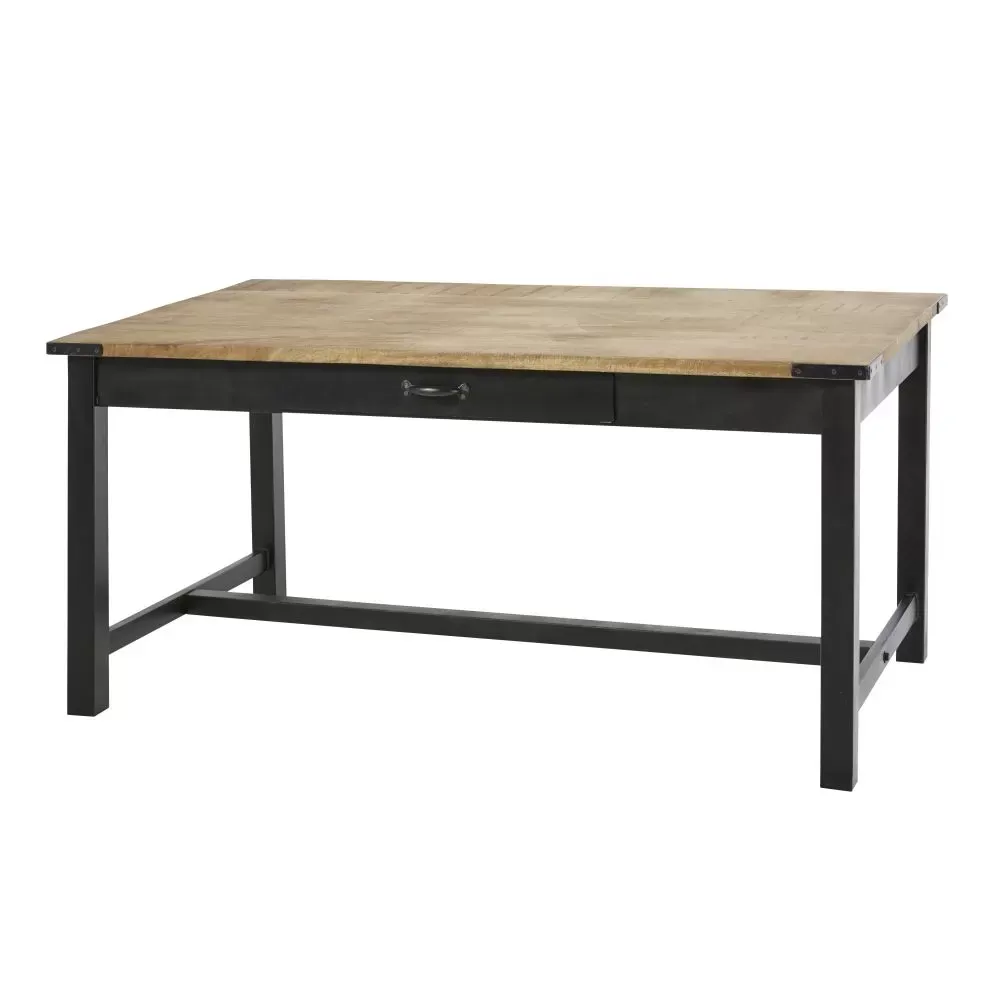 Illustration numéro 2 du produit Table à manger en manguier et métal 6/8 personnes L160