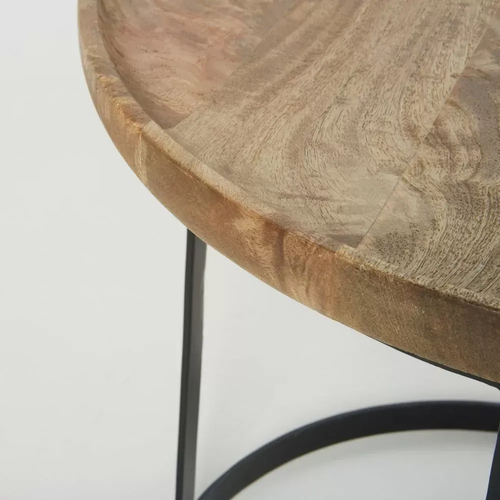 Illustration numéro 2 du produit Bout de canapé en bois de manguier et métal noir