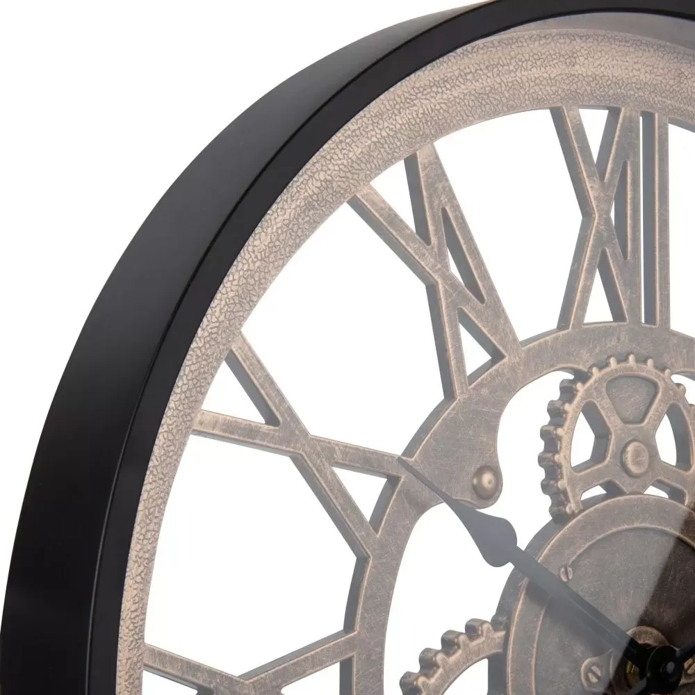 Illustration numéro 2 du produit Horloge murale à rouages noire et marron D46