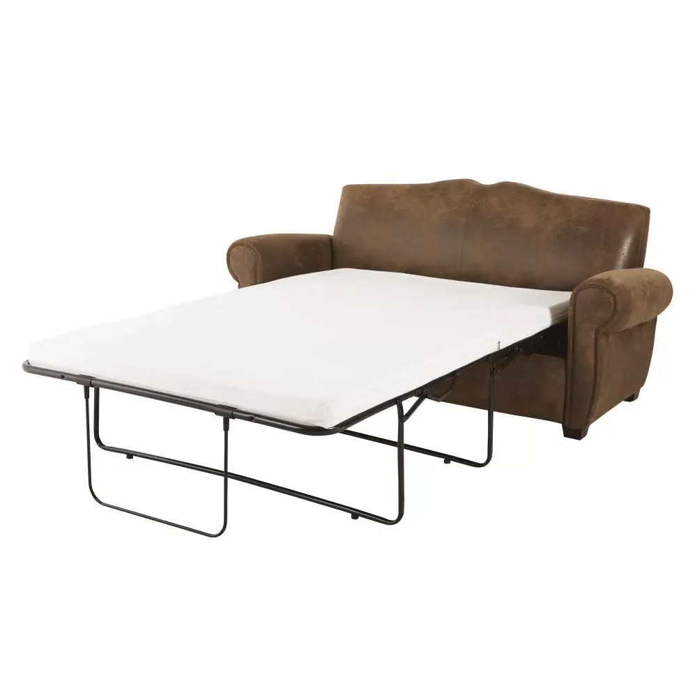 Illustration numéro 2 du produit Canapé convertible 2 places en suédine marron