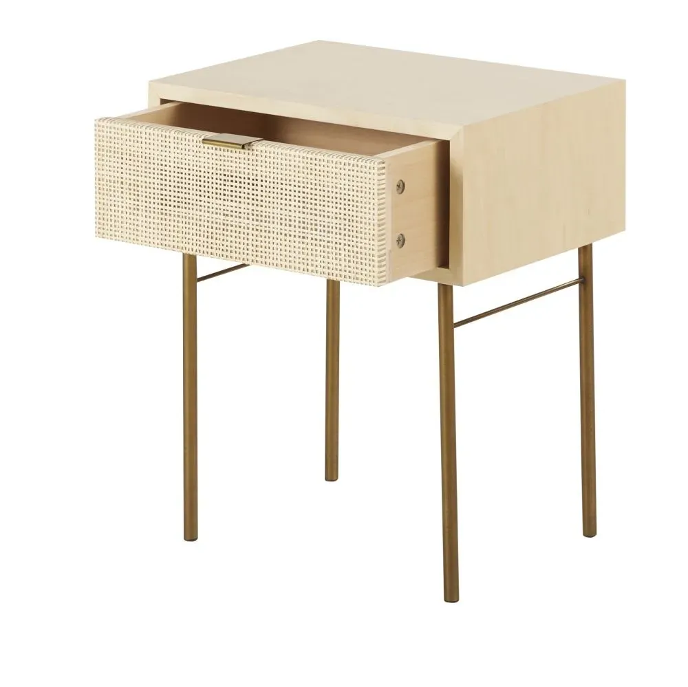 Illustration numéro 2 du produit Table de chevet 1 tiroir cannage en rotin