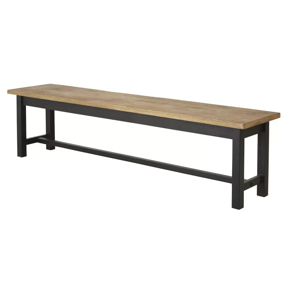 Illustration numéro 2 du produit Banc en manguier massif et acier noir mat