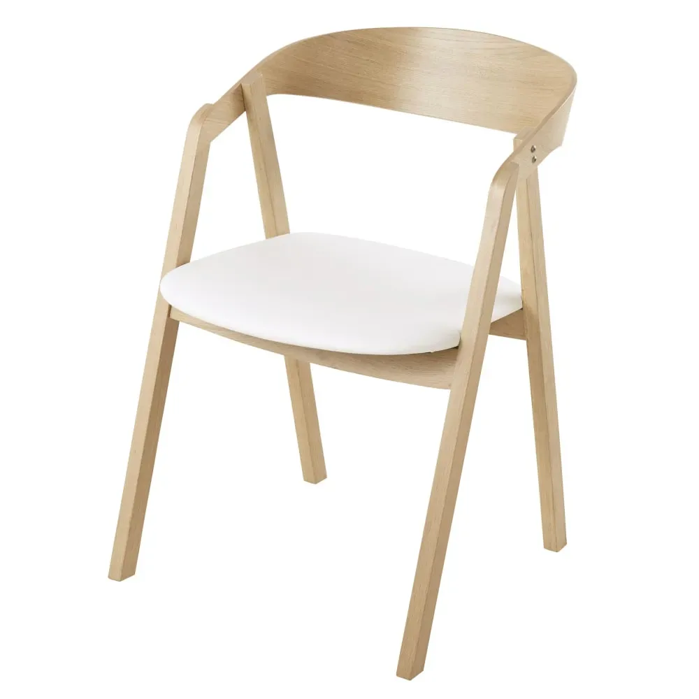 Illustration numéro 2 du produit Chaises professionnelles en hêtre et textile enduit blanc (x2)