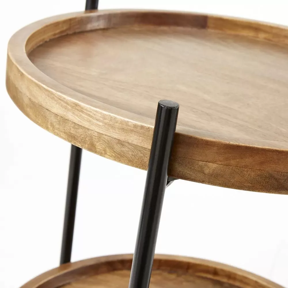 Illustration numéro 2 du produit Bout de canapé en bois de manguier et métal noir