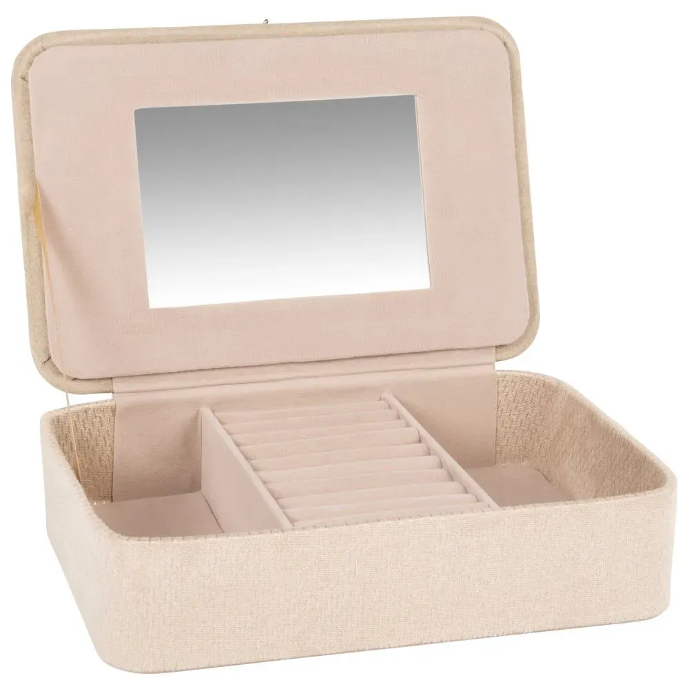 Illustration numéro 2 du produit Boîte à bijoux en suédine beige