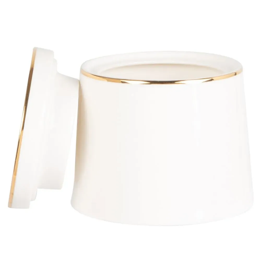 Illustration numéro 2 du produit Pot à sucre en porcelaine blanche et dorée