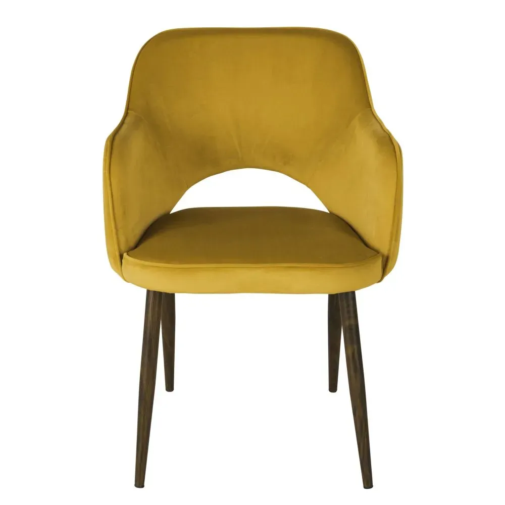 Illustration numéro 2 du produit Fauteuil à diner professionnel en velours ocre