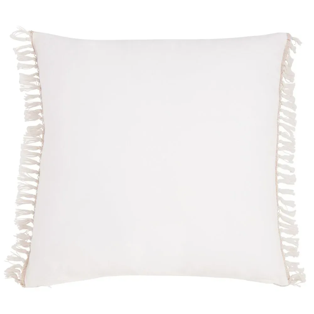 Illustration numéro 2 du produit Coussin en coton beige à franges 60x60