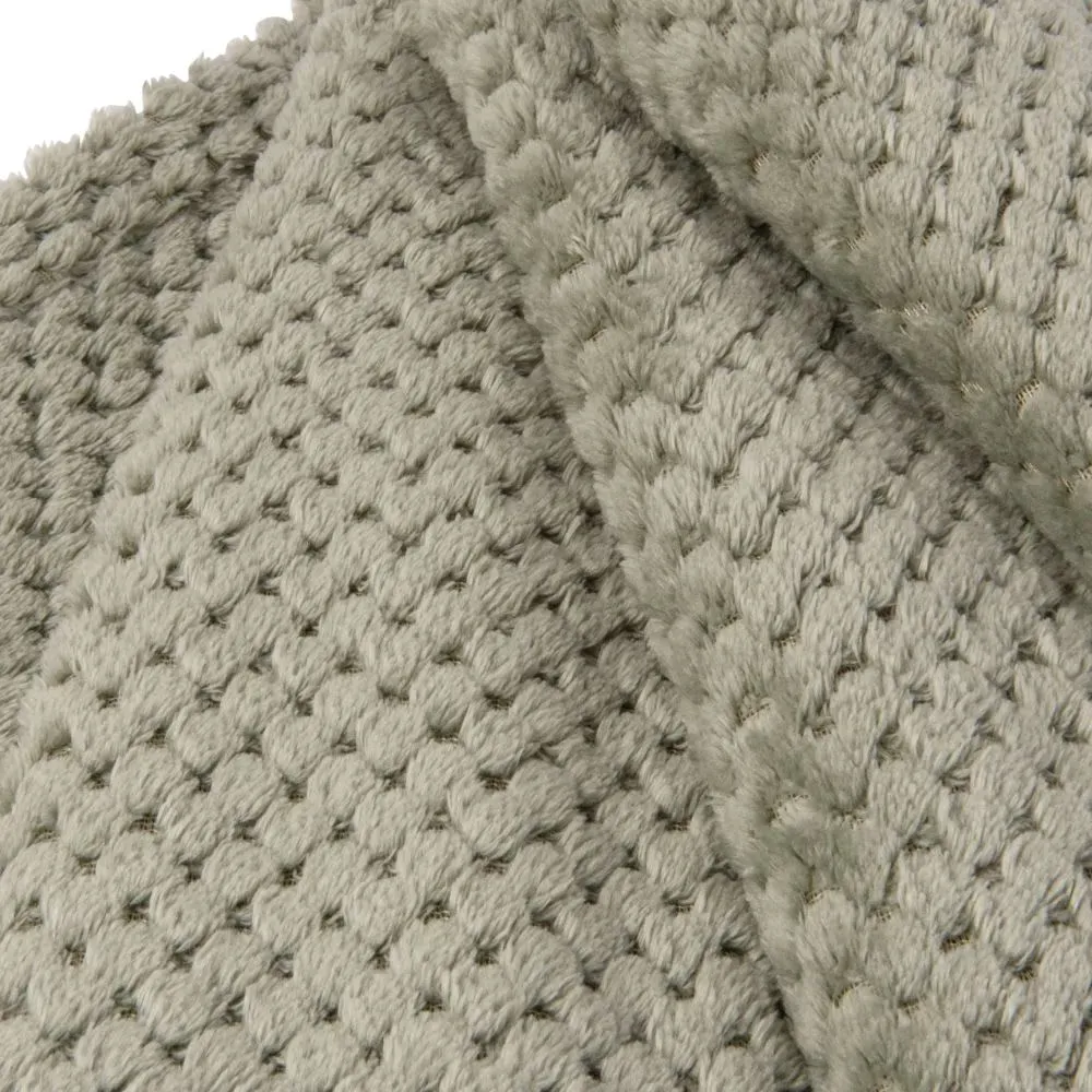 Illustration numéro 2 du produit Plaid polaire texturé vert sauge 150x230