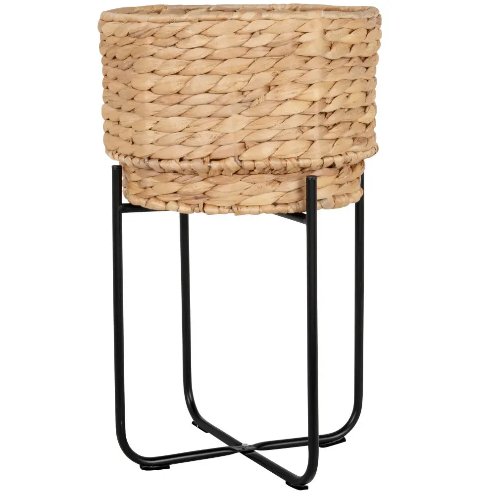 Illustration numéro 2 du produit Cache-pot en jacinthe d'eau et métal noir H46