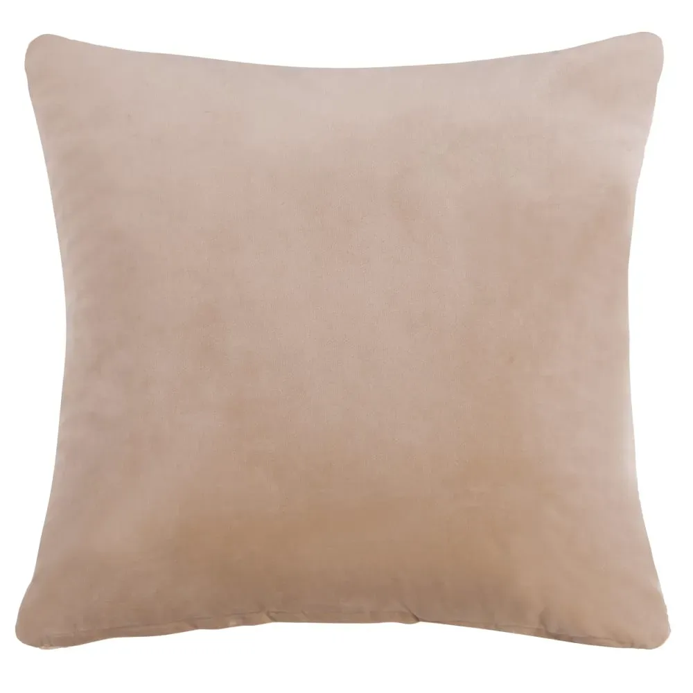 Illustration numéro 2 du produit Coussin en suédine beige à motif imprimé géométrique doré 45x45
