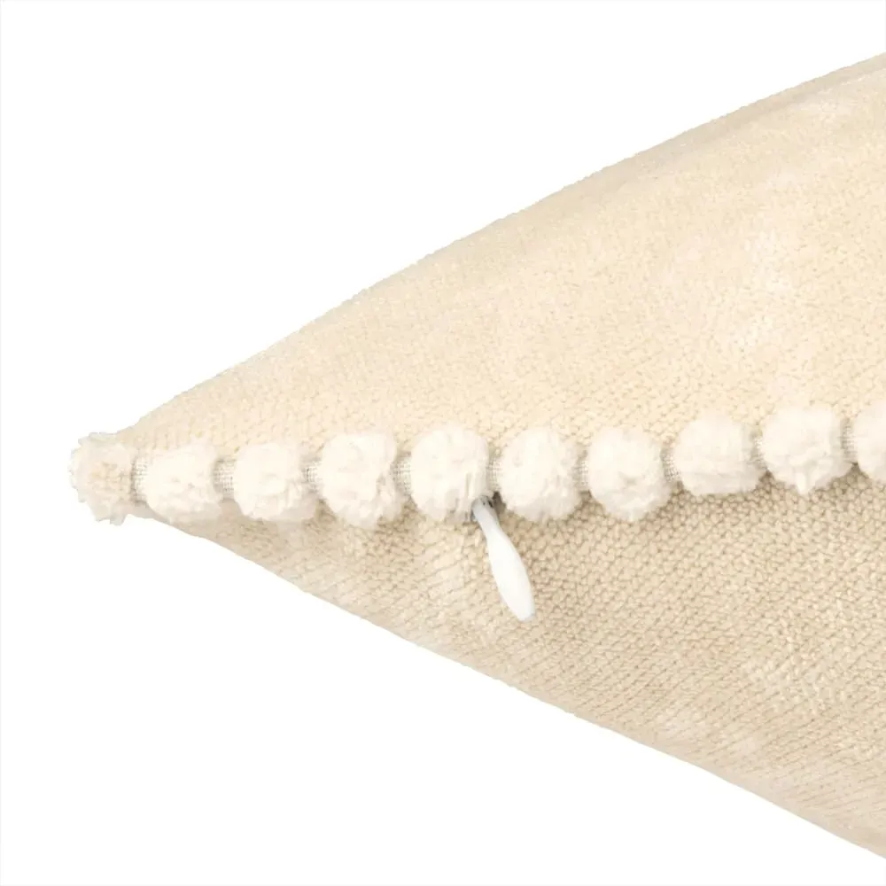 Illustration numéro 2 du produit Coussin en velours écru et bordures blanches 60x60